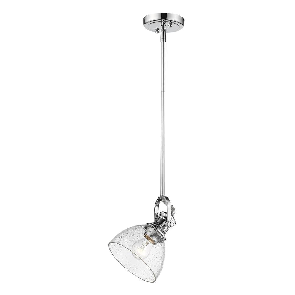 Golden Lighting 3118-M1L CH-SD Chrome Yep By Golden Lighting Hines 1-light 7in Pendant In Chrome And Seeded Glass Image 2
