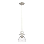 Golden Lighting Hines Yep By Golden Lighting Hines 1-light 7in Pendant In Brushed Champagne Brass And Seeded Glass