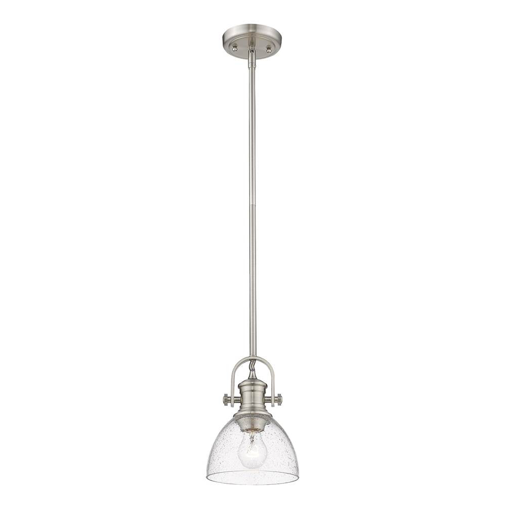 Golden Lighting Hines Yep By Golden Lighting Hines 1-light 7in Pendant In Brushed Champagne Brass And Seeded Glass