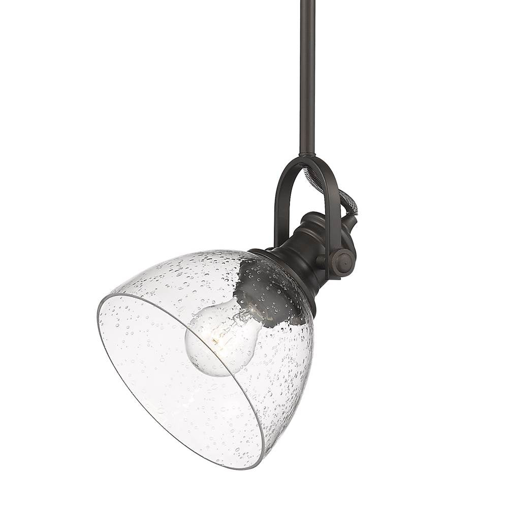 Golden Lighting 3118-M1L RBZ-SD Rubbed Bronze Yep By Golden Lighting Hines 1-light 7in Pendant In Rubbed Bronze And Seeded Glass Image 2