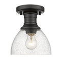 Golden Lighting 3118-SF BLK-SD Matte Black Yep By Golden Lighting Hines 1-light Semi-flush Mount In Matte Black And Seeded Glass Image 1