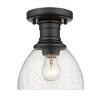 Golden Lighting 3118-SF BLK-SD Matte Black Yep By Golden Lighting Hines 1-light Semi-flush Mount In Matte Black And Seeded Glass Image 1