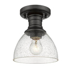 Golden Lighting Hines Yep By Golden Lighting Hines 1-light Semi-flush Mount In Matte Black And Seeded Glass
