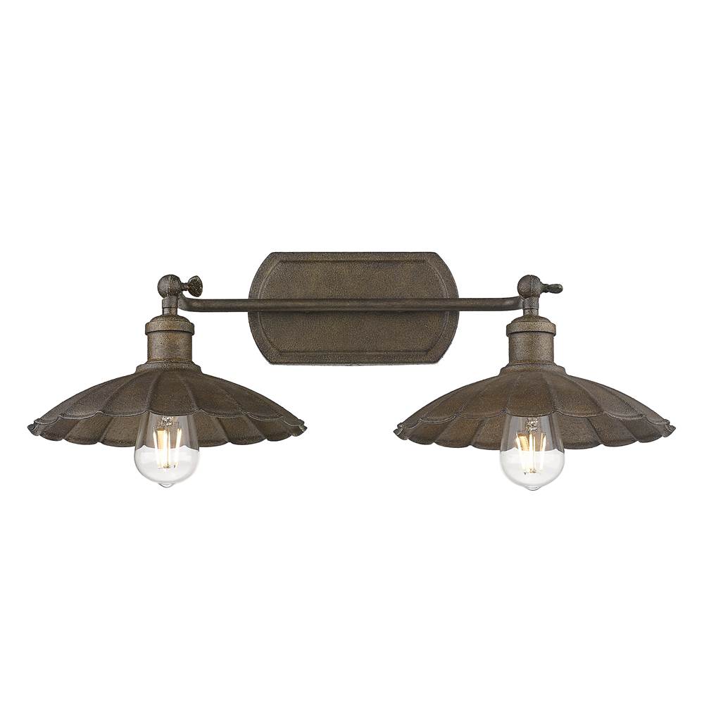 Golden Lighting Clemence Wry Lighting Clemence 2-light Vanity In Dark Rust