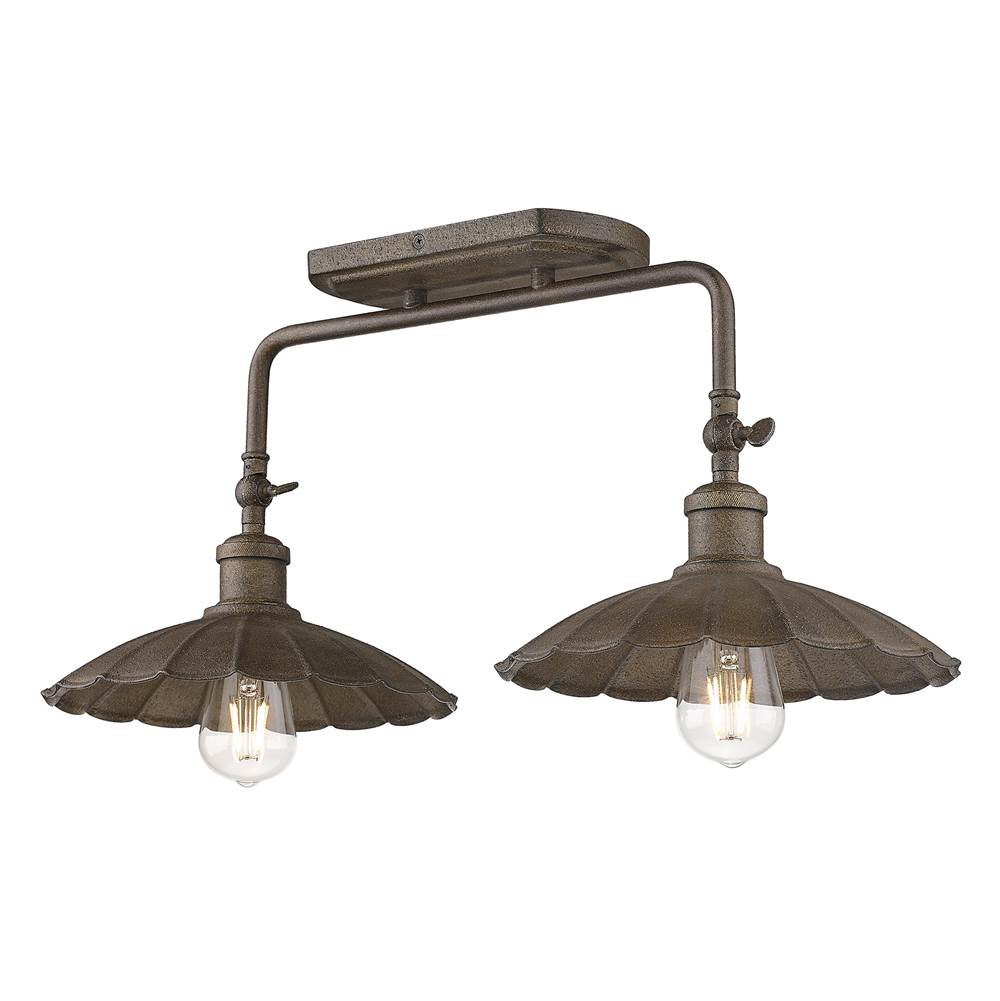 Golden Lighting 3124-BA2 DR Dark Rust Wry Lighting Clemence 2-light Vanity In Dark Rust Image 7