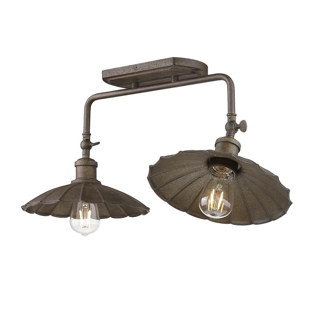 Golden Lighting 3124-BA2 DR Dark Rust Wry Lighting Clemence 2-light Vanity In Dark Rust Image 5