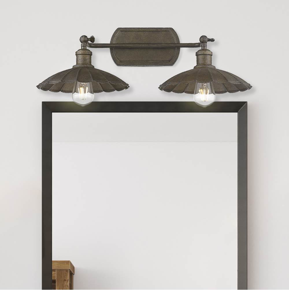 Golden Lighting 3124-BA2 DR Dark Rust Wry Lighting Clemence 2-light Vanity In Dark Rust Image 3