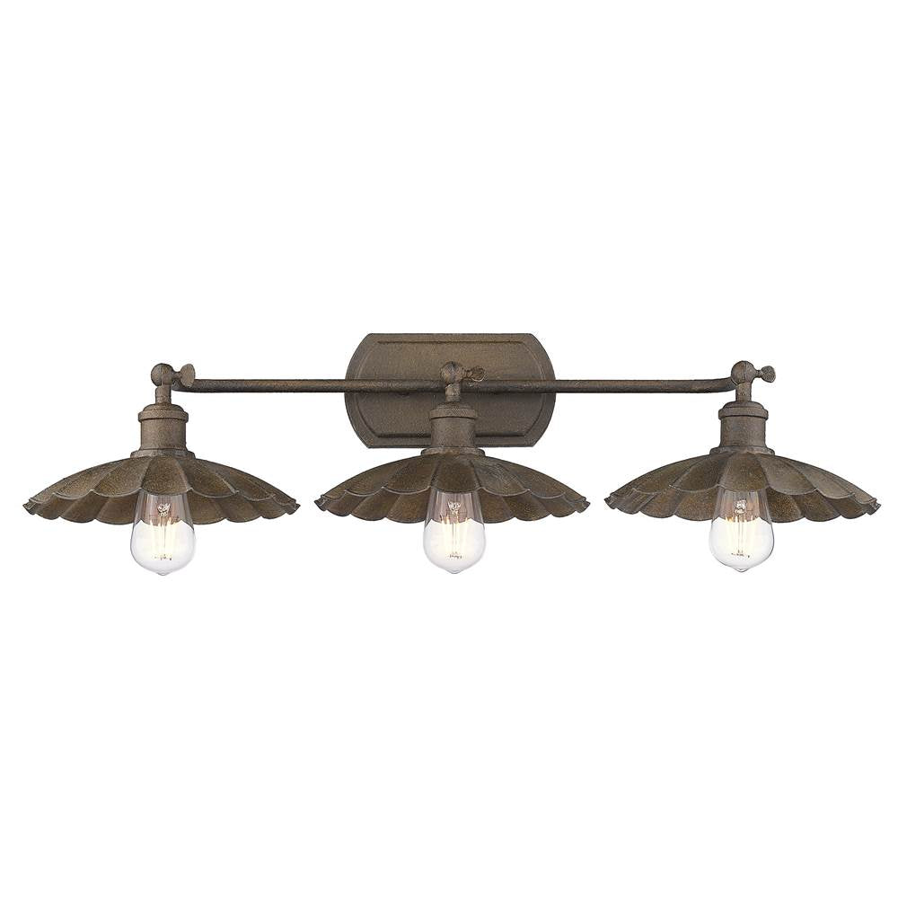 Golden Lighting Clemence Wry Lighting Clemence 3-light Vanity In Dark Rust