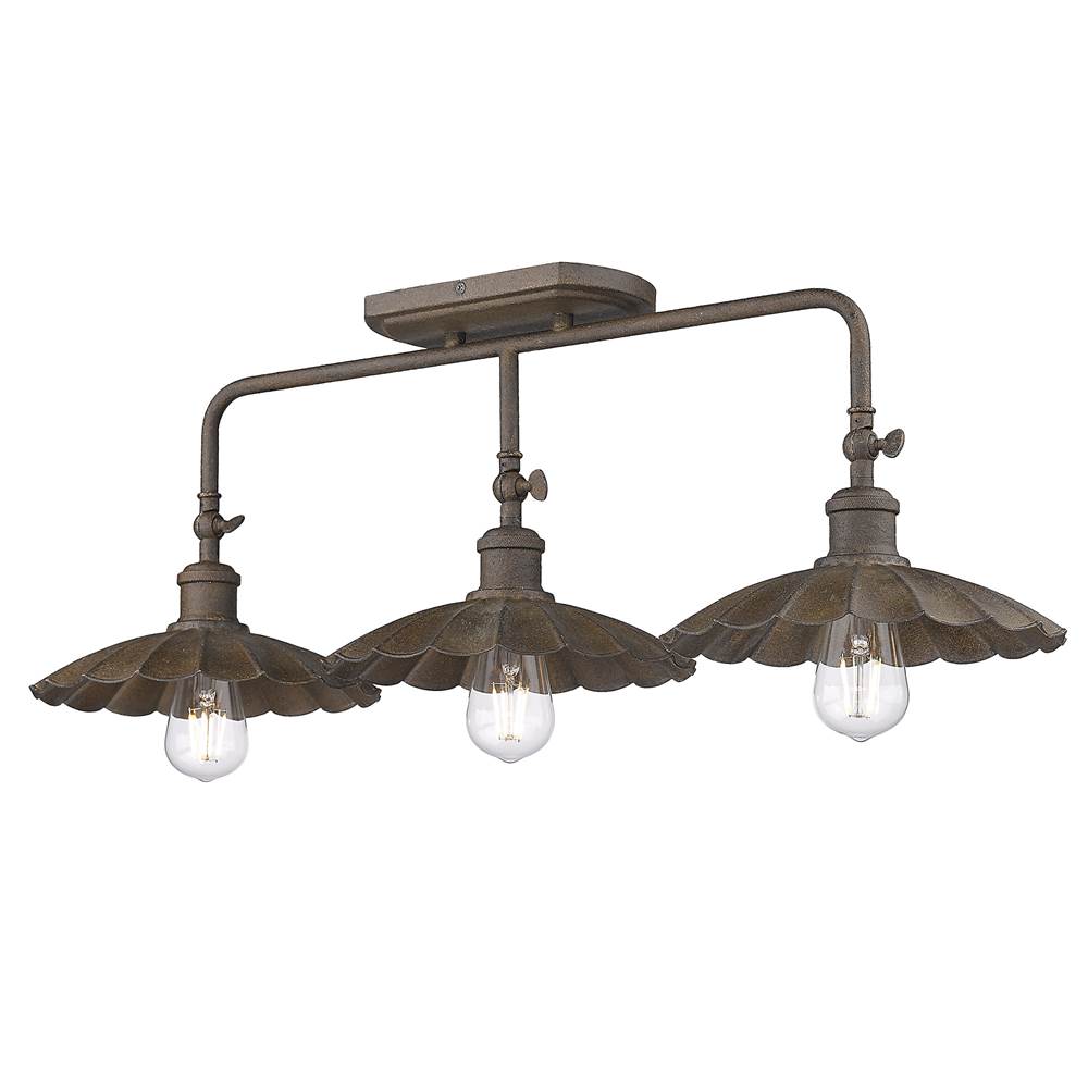 Golden Lighting 3124-BA3 DR Dark Rust Wry Lighting Clemence 3-light Vanity In Dark Rust Image 8