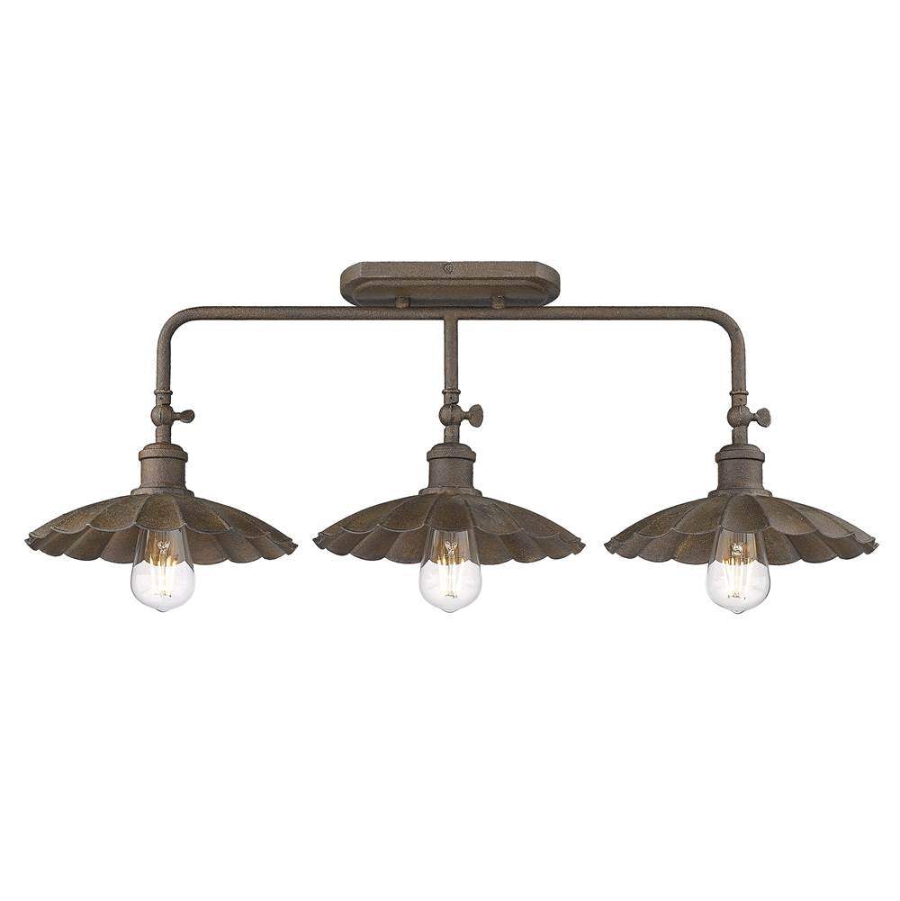 Golden Lighting 3124-BA3 DR Dark Rust Wry Lighting Clemence 3-light Vanity In Dark Rust Image 7