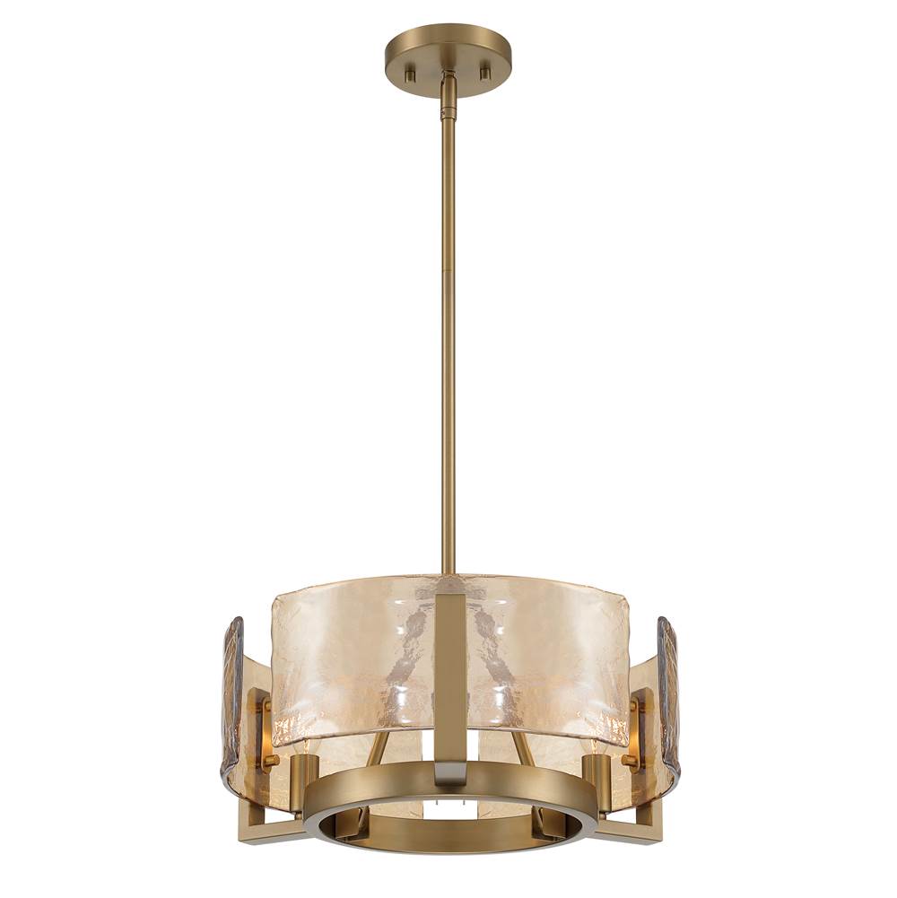 Golden Lighting 3164-3 BCB-AWG Brushed Champagne Brass Yep By Golden Lighting Aenon 3-light Chandelier In Brushed Champagne Brass With Amber Water Glass Image 1