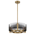 Golden Lighting 3164-3 BCB-SWG Brushed Champagne Brass Yep By Golden Lighting Aenon 3-light Chandelier In Brushed Champagne Brass With Smokey Water Glass Image 1