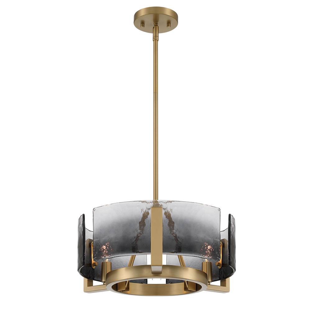 Golden Lighting 3164-3 BCB-SWG Brushed Champagne Brass Yep By Golden Lighting Aenon 3-light Chandelier In Brushed Champagne Brass With Smokey Water Glass Image 1