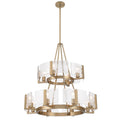 Golden Lighting 3164-4-8 BCB-HWG Brushed Champagne Brass Yep By Golden Lighting Aenon 12-light 2-tier Chandelier (4 Plus 8) In Brushed Champagne Brass With Hammered Water Glass Image 1