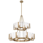 Golden Lighting 3164-4-8 BCB-HWG Brushed Champagne Brass Yep By Golden Lighting Aenon 12-light 2-tier Chandelier (4 Plus 8) In Brushed Champagne Brass With Hammered Water Glass Image 1