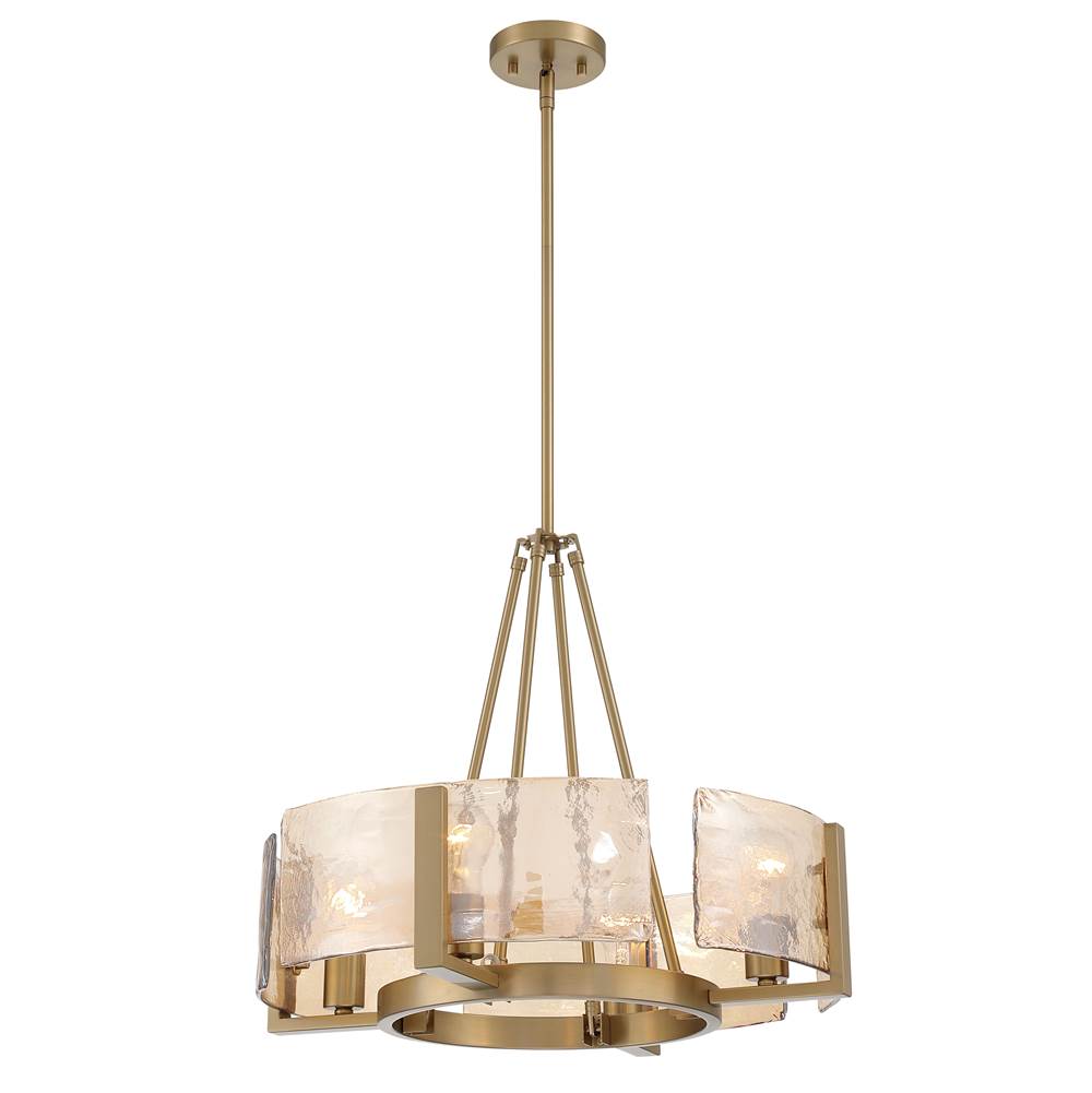 Golden Lighting 3164-4 BCB-AWG Brushed Champagne Brass Yep By Golden Lighting Aenon 4-light Chandelier In Brushed Champagne Brass With Amber Water Glass Image 1