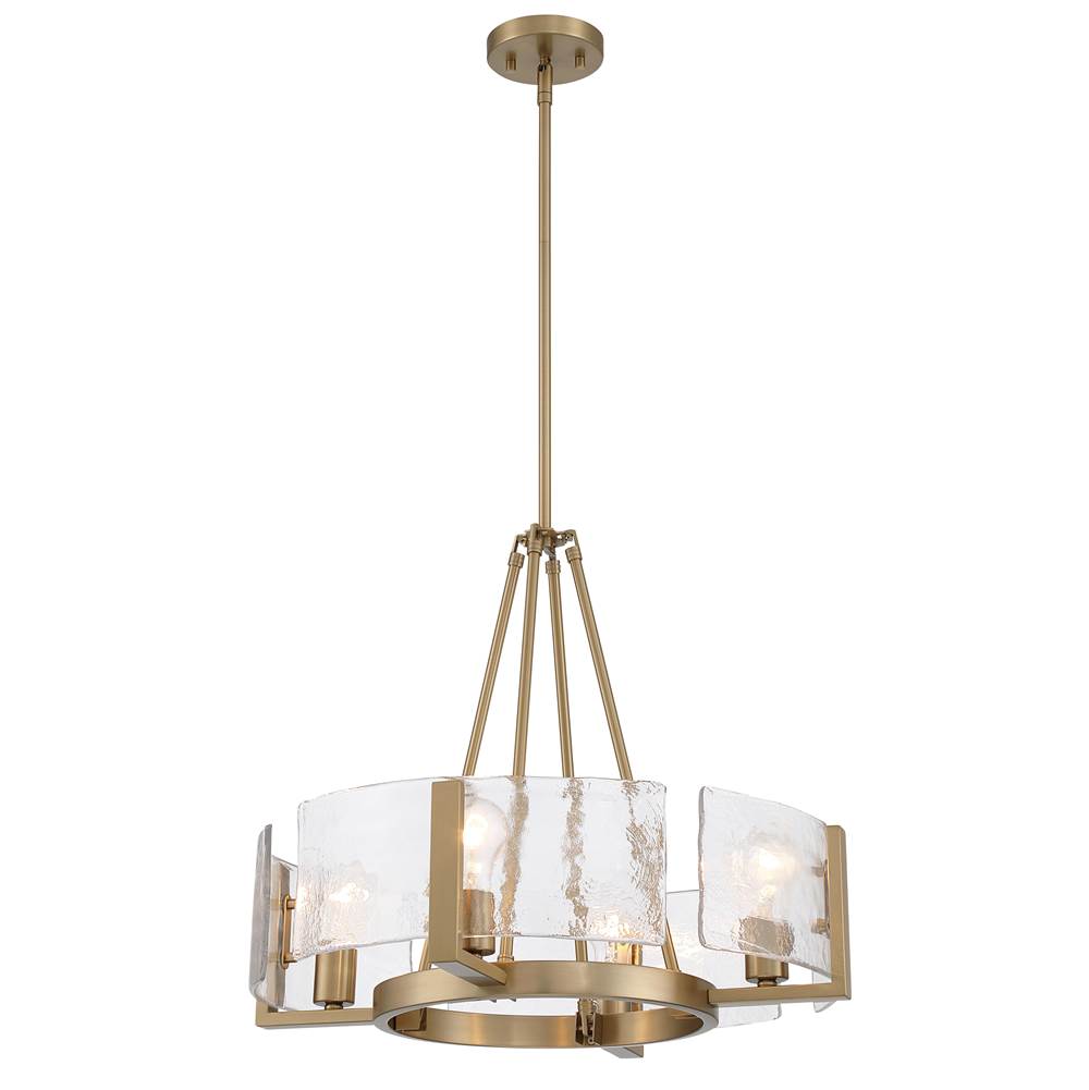 Golden Lighting 3164-4 BCB-HWG Brushed Champagne Brass Yep By Golden Lighting Aenon 4-light Chandelier In Brushed Champagne Brass With Hammered Water Glass Image 1