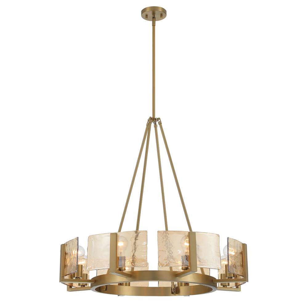 Golden Lighting 3164-8 BCB-AWG Brushed Champagne Brass Yep By Golden Lighting Aenon 8-light Chandelier In Brushed Champagne Brass With Amber Water Glass Image 1