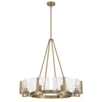 Golden Lighting 3164-8 BCB-HWG Brushed Champagne Brass Yep By Golden Lighting Aenon 8-light Chandelier In Brushed Champagne Brass With Hammered Water Glass Image 1