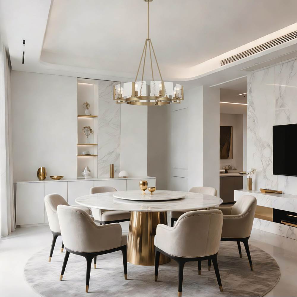 Golden Lighting 3164-8 BCB-HWG Brushed Champagne Brass Yep By Golden Lighting Aenon 8-light Chandelier In Brushed Champagne Brass With Hammered Water Glass Image 3