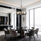 Golden Lighting 3164-8 BLK-AWG Matte Black Yep By Golden Lighting Aenon 8-light Chandelier In Matte Black With Amber Water Glass Image 3