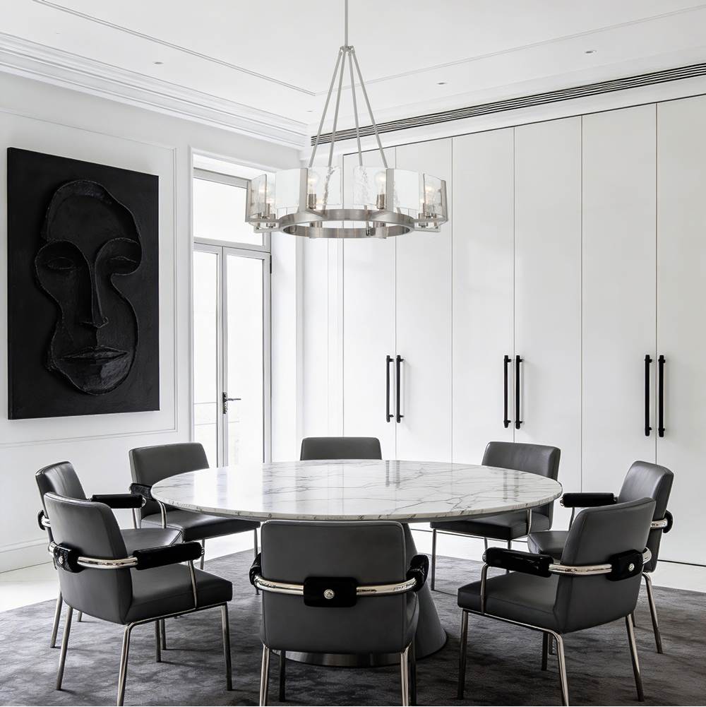 Golden Lighting 3164-8 PW-HWG Pewter Yep By Golden Lighting Aenon 8-light Chandelier In Pewter With Hammered Water Glass Image 3