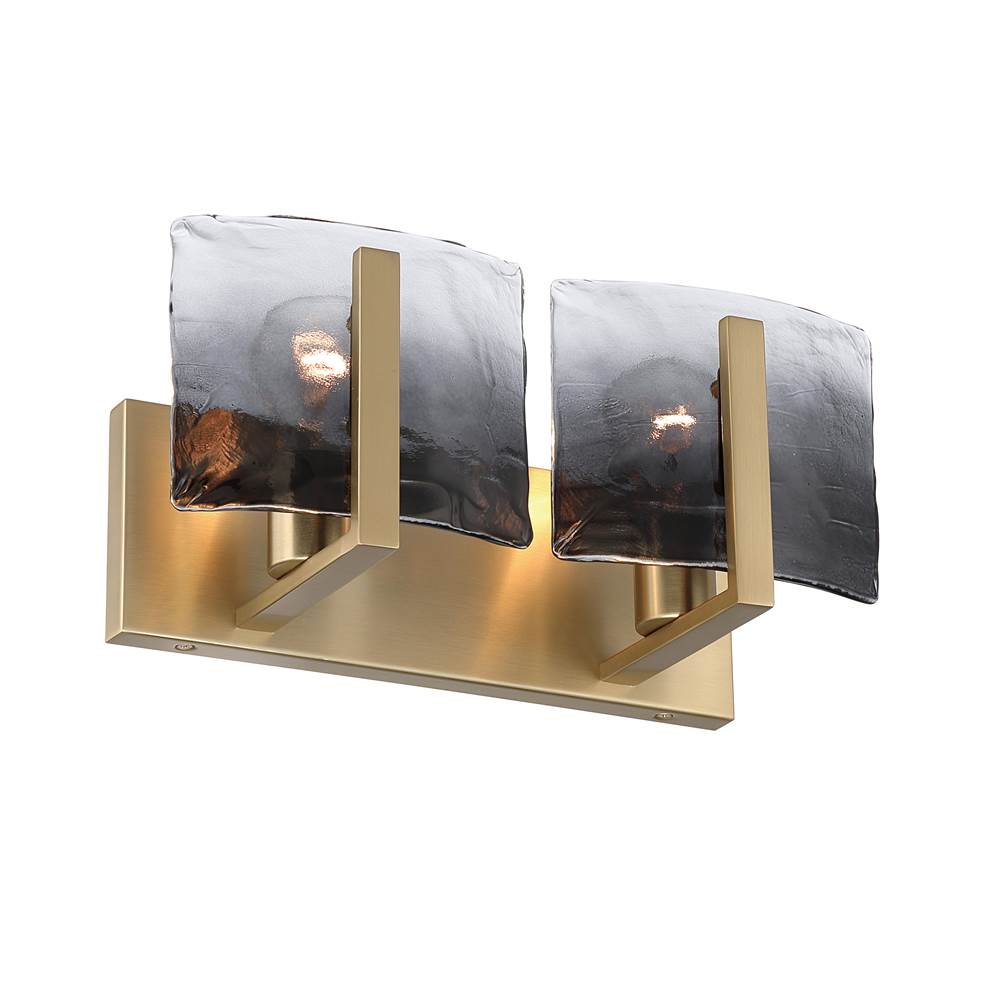 Golden Lighting 3164-BA2 BCB-SWG Brushed Champagne Brass Yep By Golden Lighting Aenon 2-light Vanity In Brushed Champagne Brass With Smokey Water Glass Image 1