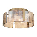 Golden Lighting 3164-FM BCB-AWG Brushed Champagne Brass Yep By Golden Lighting Aenon 3-light Flush Mount In Brushed Champagne Brass With Amber Water Glass Image 1