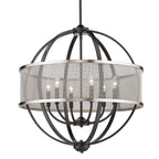 Golden Lighting 3167-6 BLK-PW Matte Black Golden Lighting Colson 6-light Chandelier In Matte Black And Pewter Shade Image 1