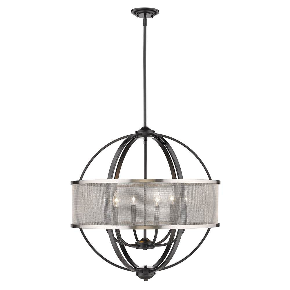 Golden Lighting Colson Golden Lighting Colson 6-light Chandelier In Matte Black And Pewter Shade