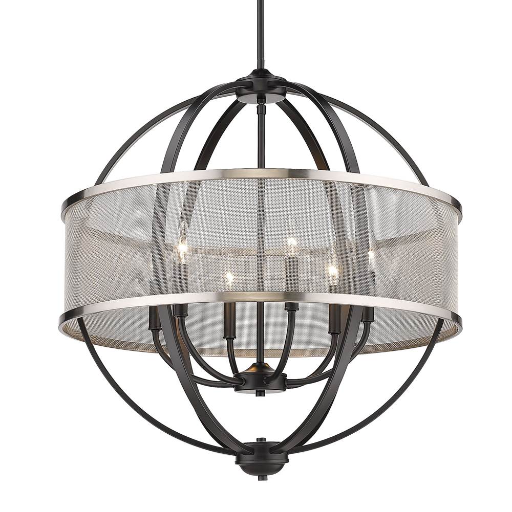 Golden Lighting 3167-6 BLK-PW Matte Black Golden Lighting Colson 6-light Chandelier In Matte Black And Pewter Shade Image 2