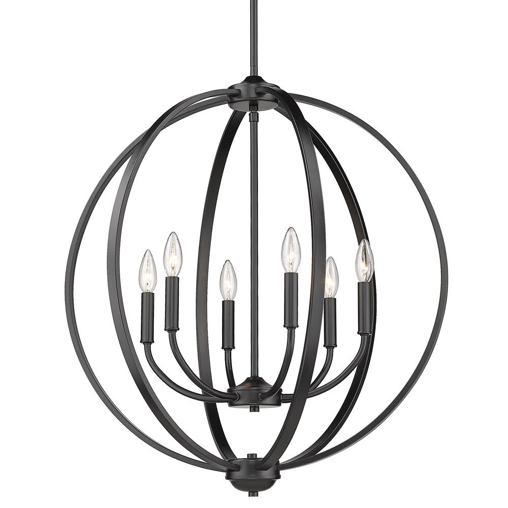 Golden Lighting 3167-6 BLK Matte Black Golden Lighting Colson 6-light Chandelier In Matte Black Image 1