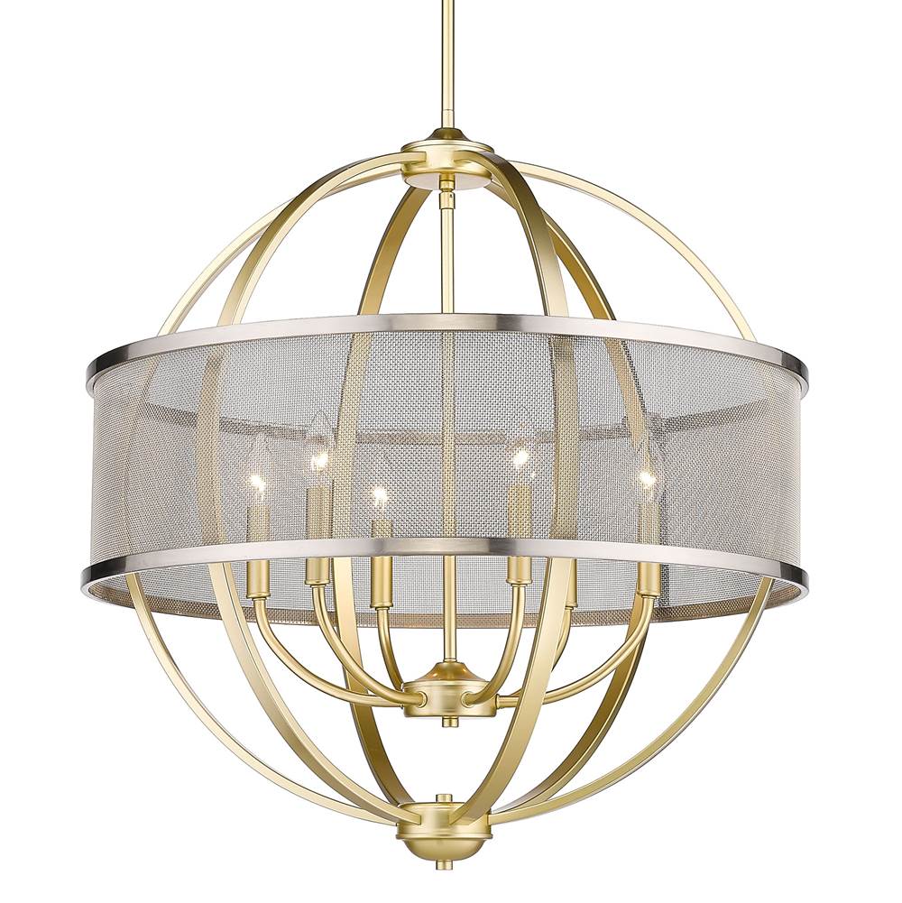 Golden Lighting 3167-6 OG-PW Olympic Gold Golden Lighting Colson 6-light Chandelier In Olympic Gold And Pewter Shade Image 1