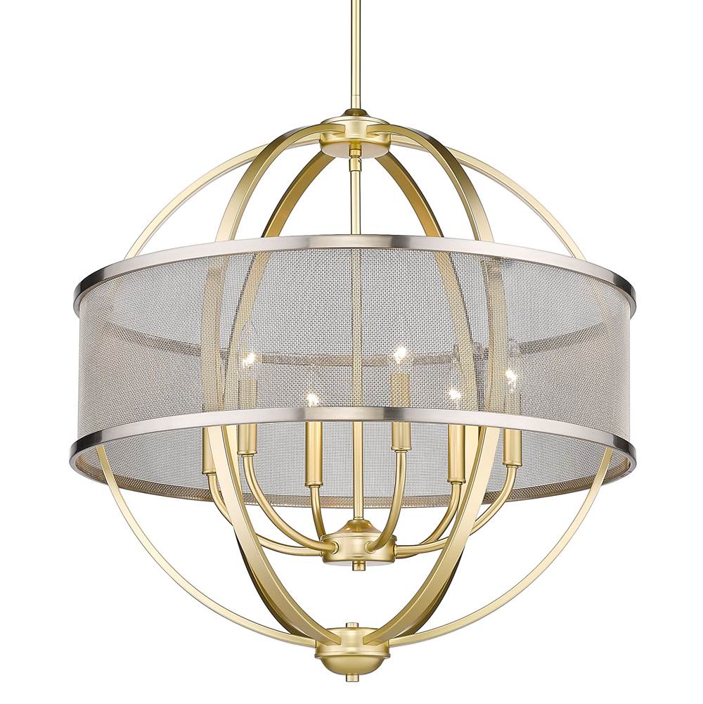 Golden Lighting 3167-6 OG-PW Olympic Gold Golden Lighting Colson 6-light Chandelier In Olympic Gold And Pewter Shade Image 2