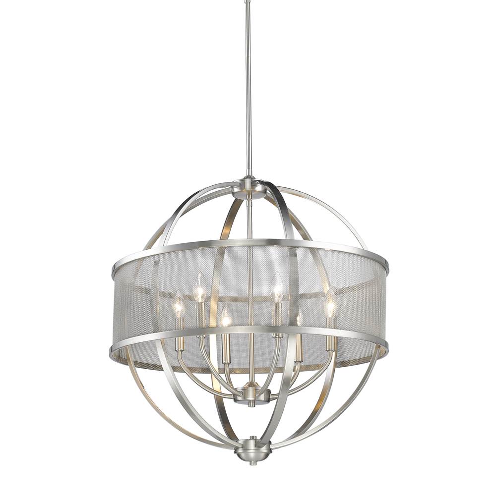 Golden Lighting Colson Golden Lighting Colson 6-light Chandelier In Matte Black And Pewter Shade