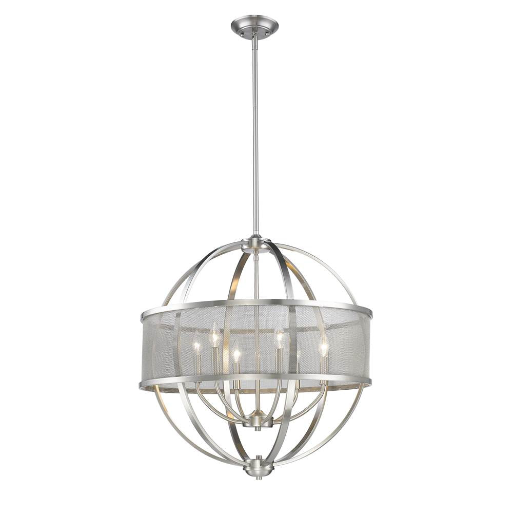 Golden Lighting 3167-6 PW-PW Pewter Golden Lighting Colson 6-light Chandelier In Pewter And Pewter Shade Image 2