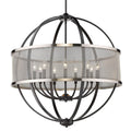 Golden Lighting 3167-9 BLK-PW Matte Black Golden Lighting Colson 9-light Chandelier In Matte Black And Pewter Shade Image 1