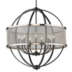 Golden Lighting 3167-9 BLK-PW Matte Black Golden Lighting Colson 9-light Chandelier In Matte Black And Pewter Shade Image 1