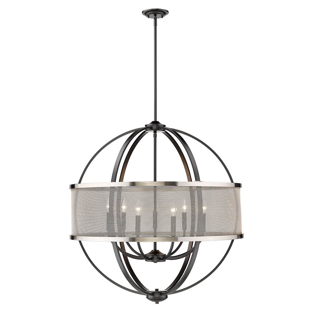 Golden Lighting Colson Golden Lighting Colson 9-light Chandelier In Matte Black And Pewter Shade