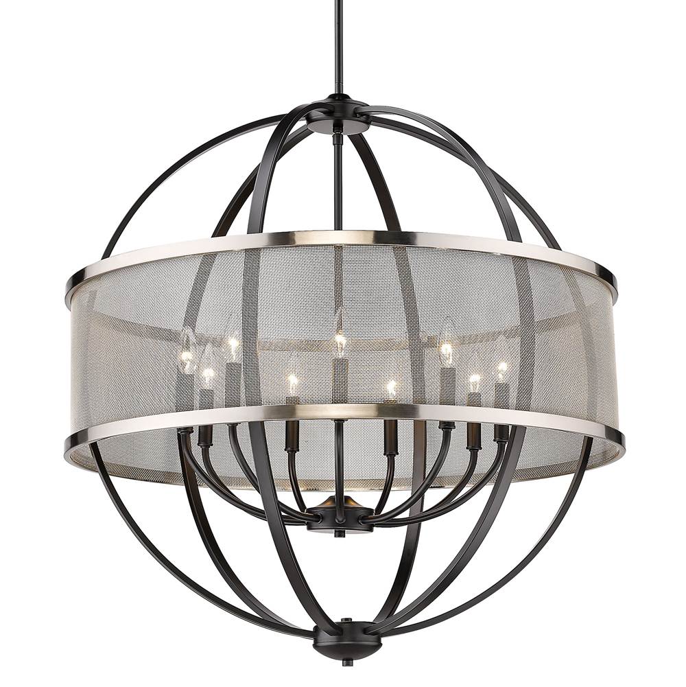 Golden Lighting 3167-9 BLK-PW Matte Black Golden Lighting Colson 9-light Chandelier In Matte Black And Pewter Shade Image 2