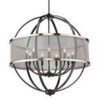 Golden Lighting 3167-9 BLK-PW Matte Black Golden Lighting Colson 9-light Chandelier In Matte Black And Pewter Shade Image 2