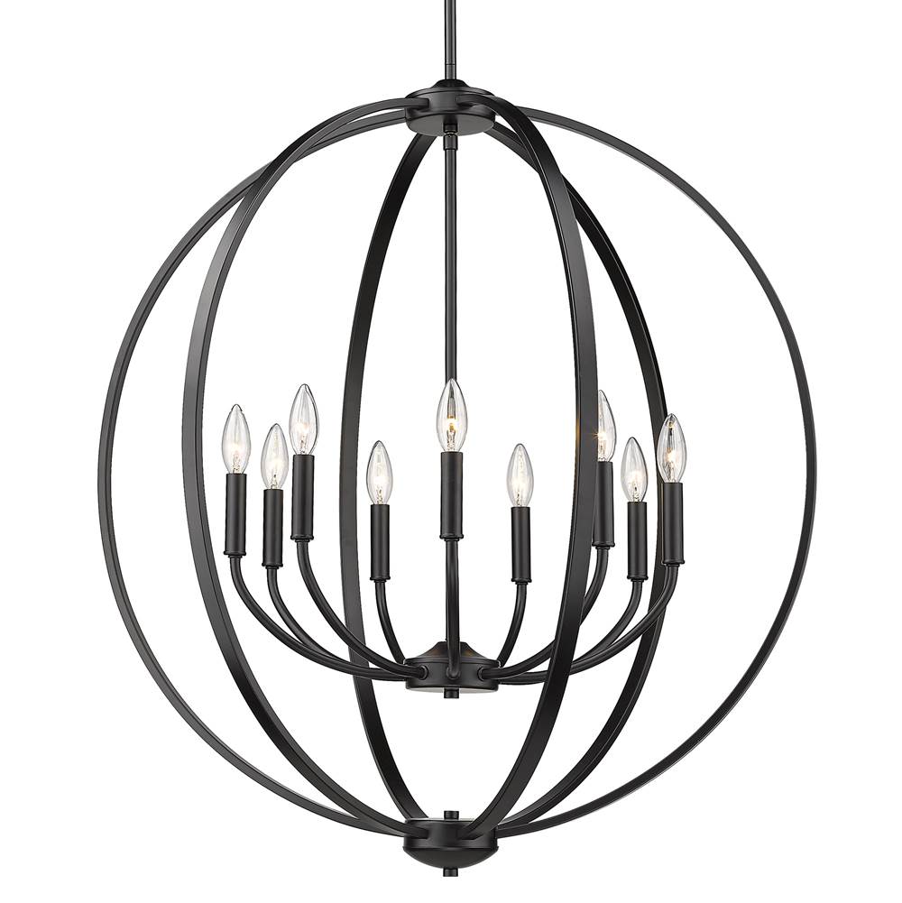 Golden Lighting 3167-9 BLK Matte Black Golden Lighting Colson 9-light Chandelier In Matte Black Image 1