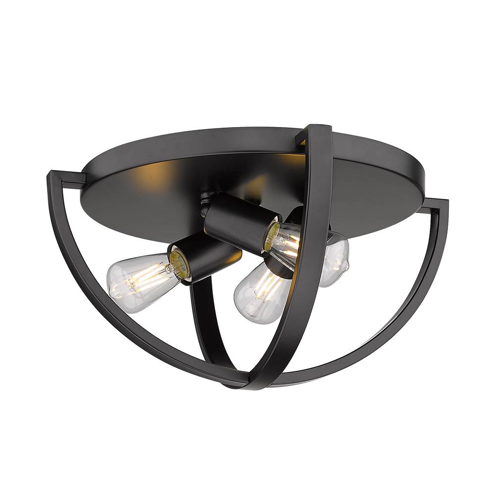 Golden Lighting 3167-FM15 BLK Matte Black Golden Lighting Colson 3-light Flush Mount In Matte Black Image 1