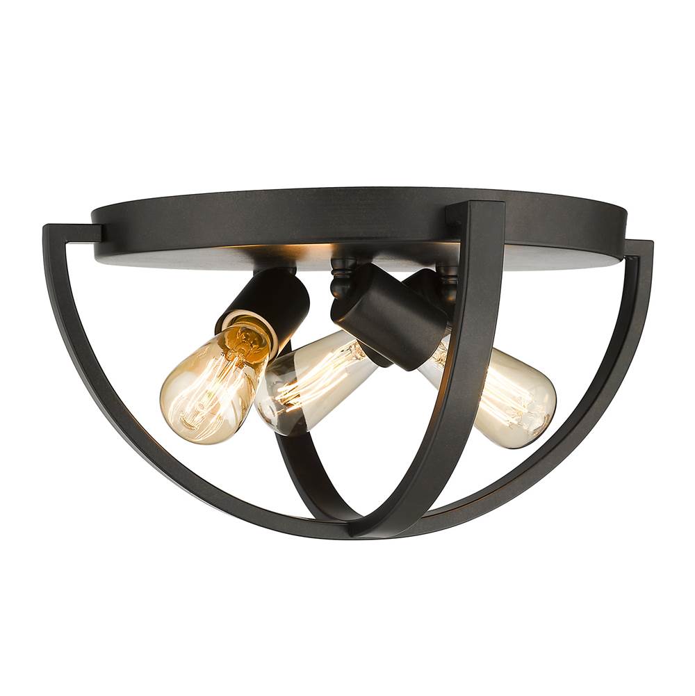 Golden Lighting Colson Golden Lighting Colson 3-light Flush Mount In Matte Black