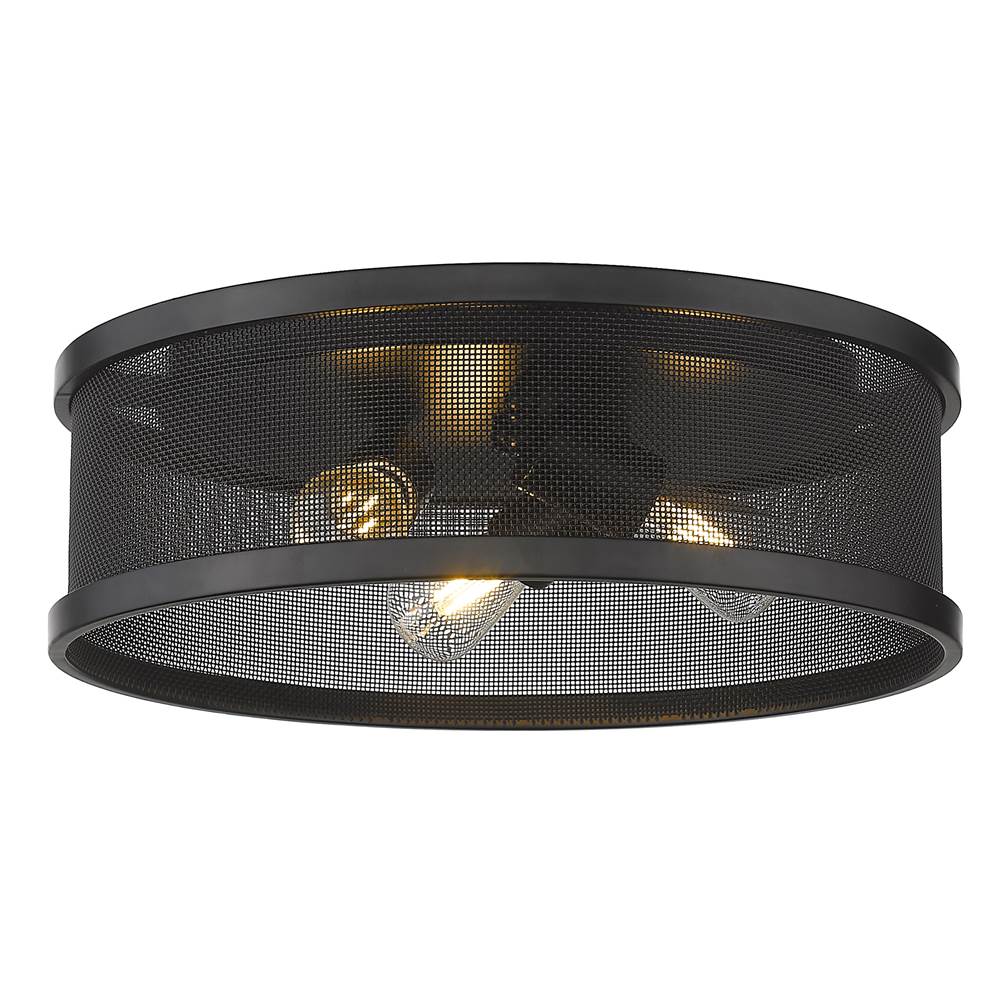Golden Lighting 3168-FM15 BLK-BLK Matte Black Golden Lighting Channing 3-light Flush Mount In Matte Black Image 1