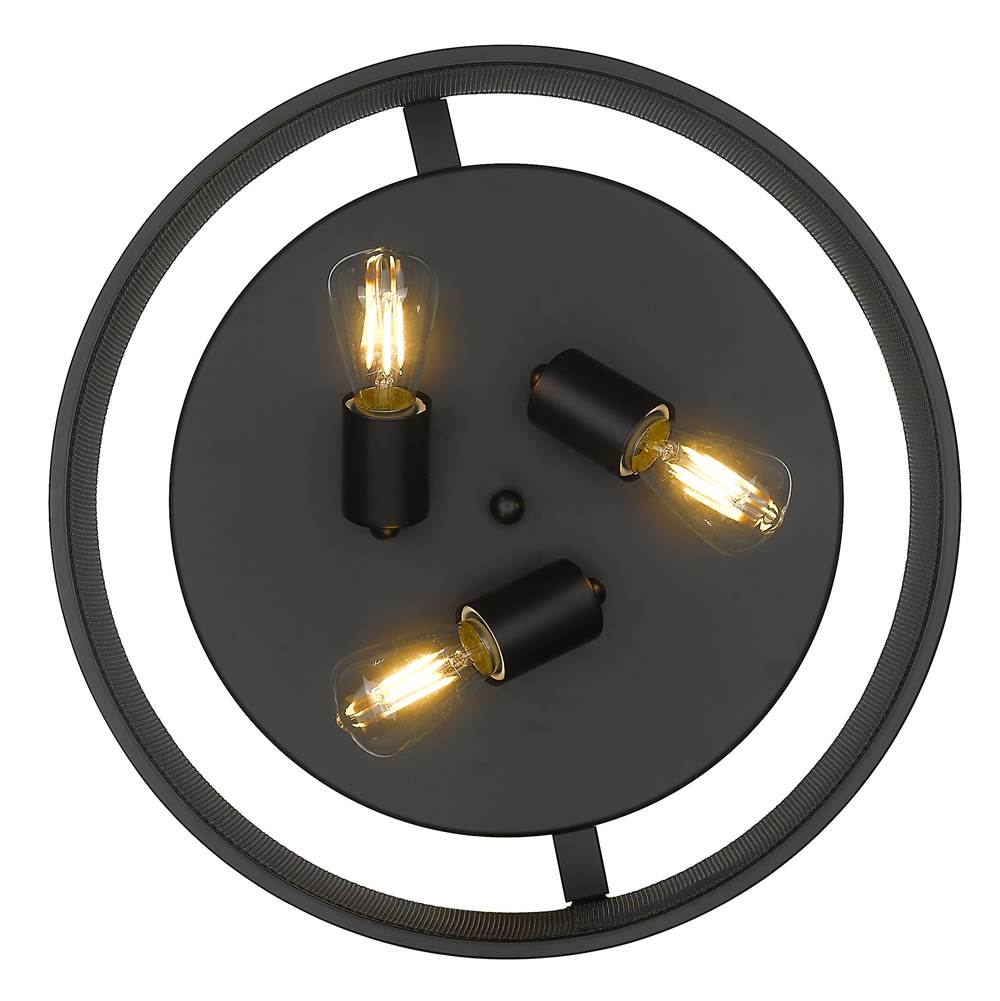 Golden Lighting 3168-FM15 BLK-BLK Matte Black Golden Lighting Channing 3-light Flush Mount In Matte Black Image 2