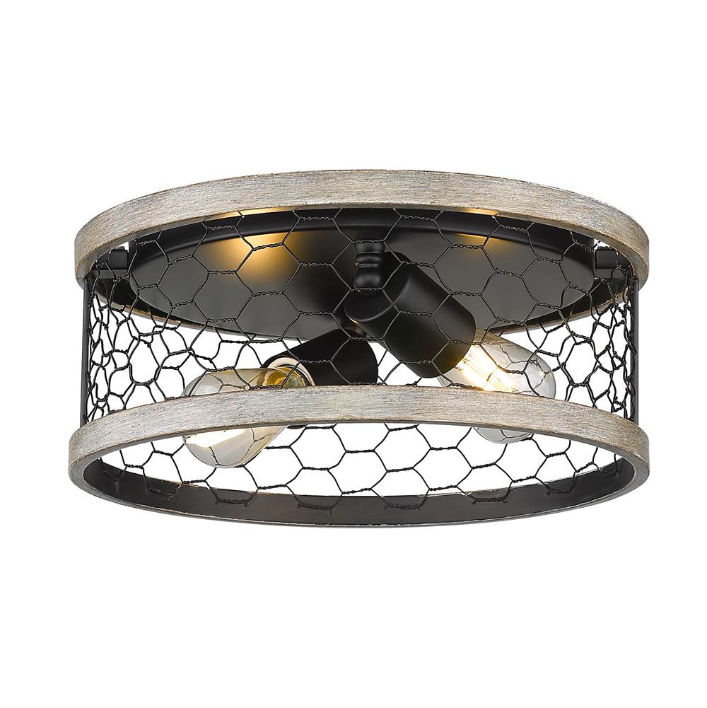 Golden Lighting 3171-FM11 BLK-CW Matte Black Wry Lighting Bailey 2-light Flush Mount In Matte Black Image 1