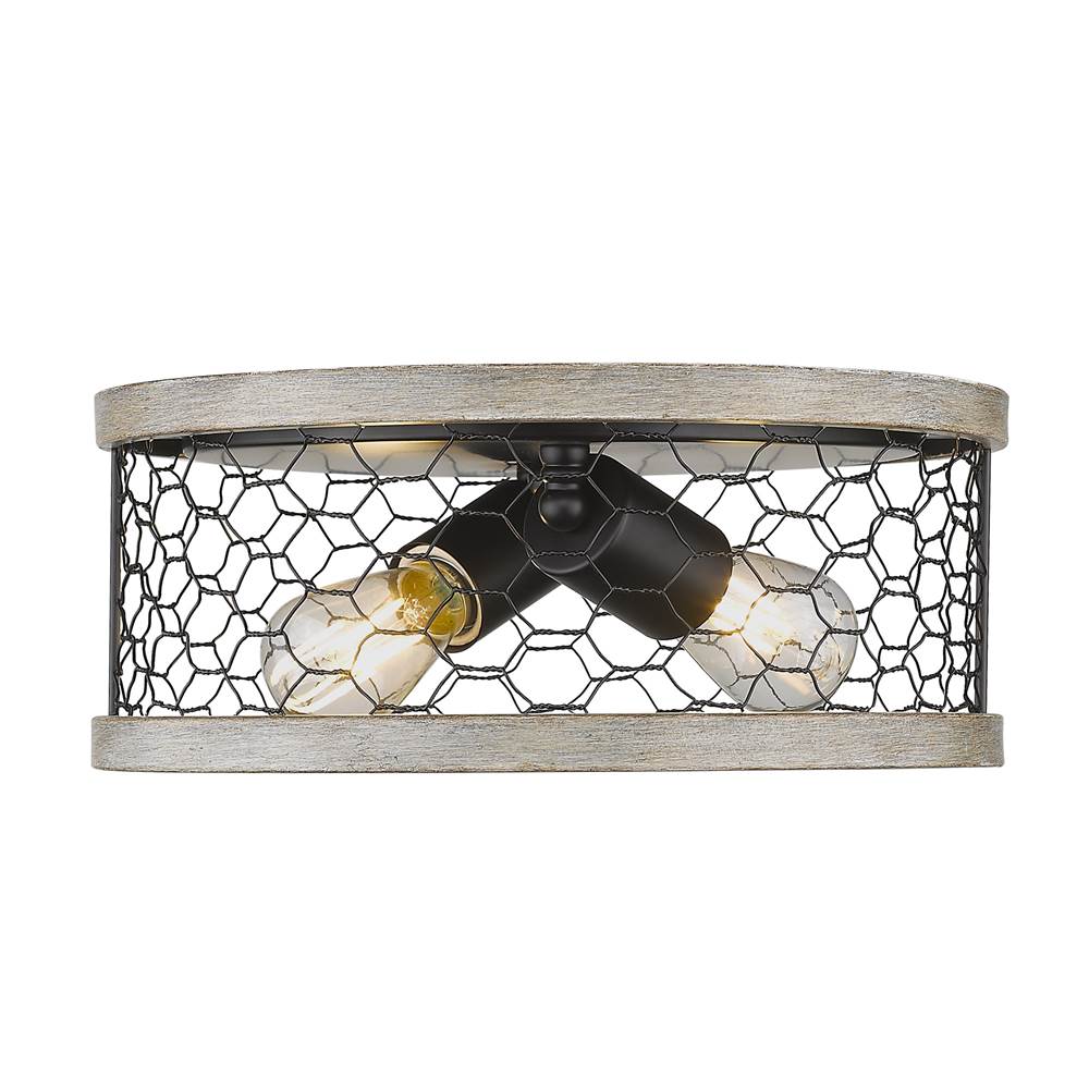 Golden Lighting Bailey Wry Lighting Bailey 2-light Flush Mount In Matte Black