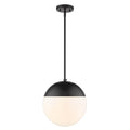 Golden Lighting 3218-L BLK-BLK Matte Black Golden Lighting Dixon 1-light 12in Pendant And Matte Black Shade And Opal Glass Image 1