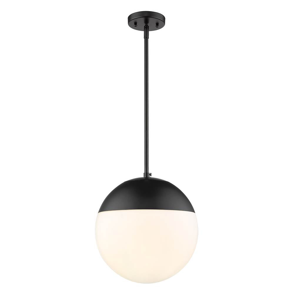 Golden Lighting Dixon Golden Lighting Dixon 1-light 12in Pendant And Matte Black Shade And Opal Glass